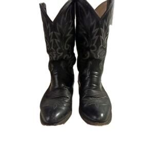 Vintage Dan Post Cowboy Boots Mens 8.5 EW Black Leather Western Cowboy 110J USA